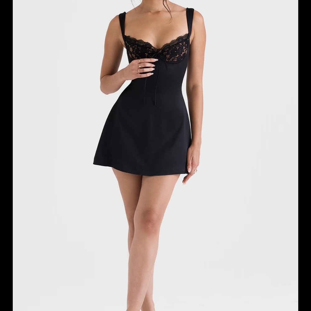 House of CB Black Adriana lace dress